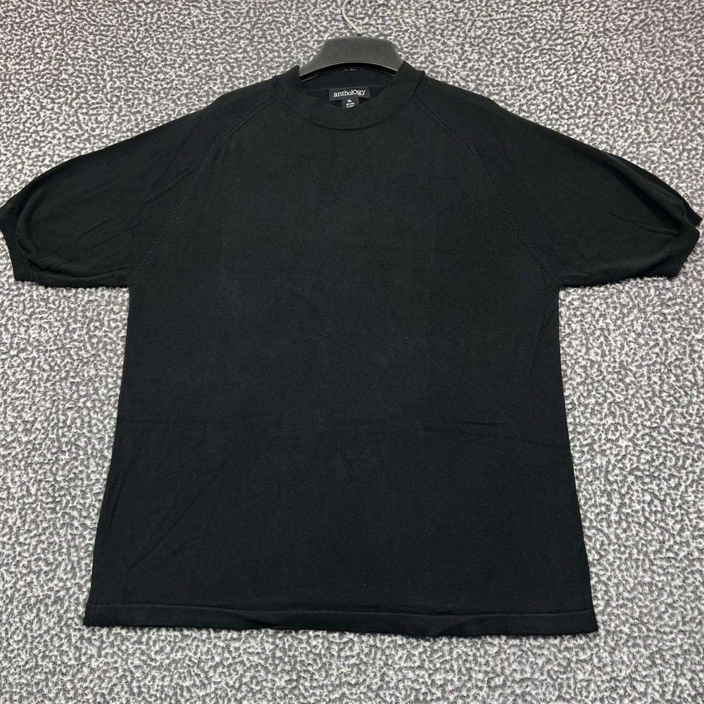 Anthology Sweater Women Extra Large‎ Black Pullover Short Sleeve 100% Silk XL
